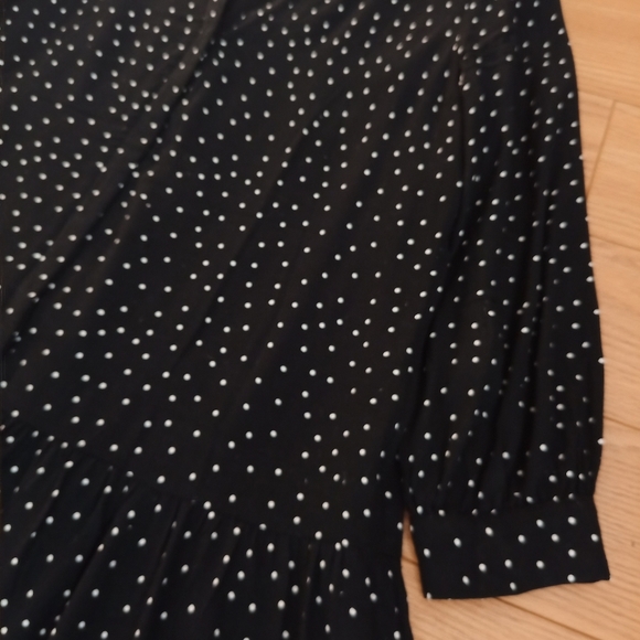 Gap black white polka dot peplum drop waist dress long sleeve - Picture 9 of 10